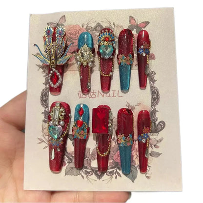 10Pcs High Quality Handmade Press on Nails Simple And Elegant  Royal A must For Trends Fashion Weapon Nail Stickers  Elegant