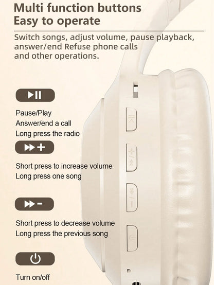 Headset Wireless Headset, Long Life, Foldable, Low Latency Gaming Noise Cancelling Wireless Headset