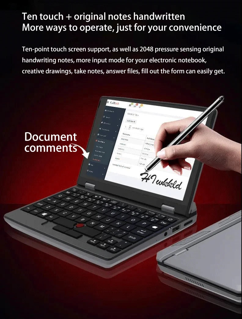 7 Inch Mini Laptop N100 Notebook IPS Touch Screen Portable Netbook Win 11 Pro Mini PC Micro Computer Bluetooth 4.2 16G 1TB