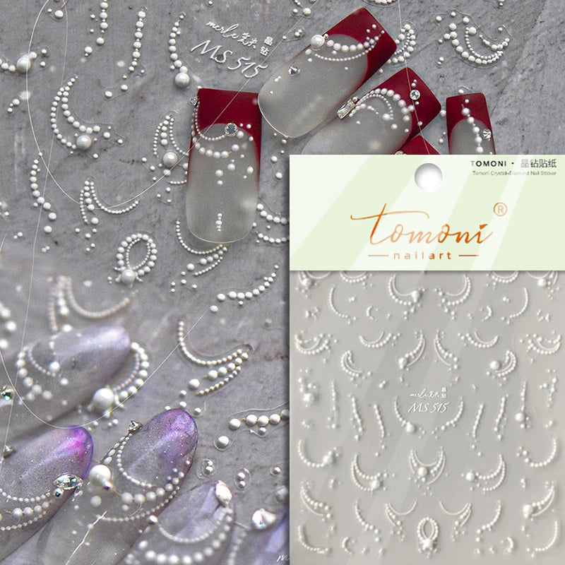 5Dquality pearl thread curtain nail art stickers French line decorative nail art stickers art slider decals nail art accessories