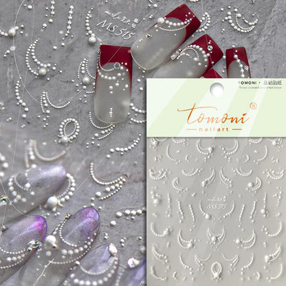 5Dquality pearl thread curtain nail art stickers French line decorative nail art stickers art slider decals nail art accessories