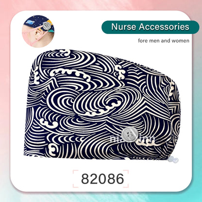 Cartoon Printed Operating Room Doctor Work Scrub Hat Pharmacy Dentistry Clinic Surgical Cap Adjustable Medical Nurse Accessories