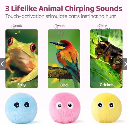 Cat Toys Balls Sound Frogs Birds Chirping Crickets EVA Balls Rolling Cat Plush Soft Self-Heeling Teaser Toys Pet Accessories