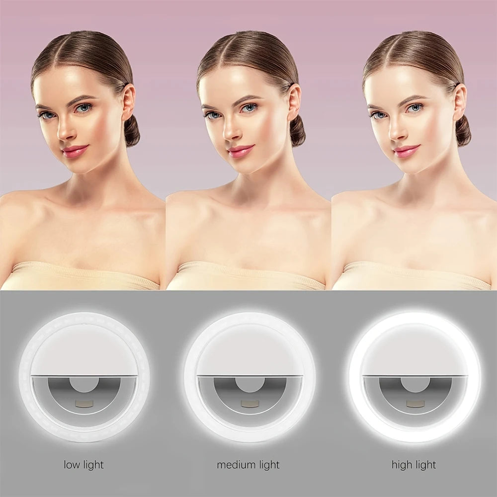 LED Selfie Ring Light Novelty Makeup Lightings Led Selfie Lamp Mobile Phones Photo Night Light Rechargeable Lamp Selfie Ring