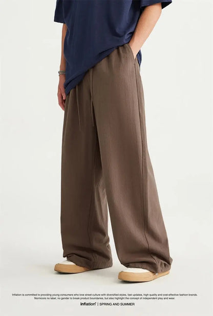 INFLATION Bamboo Cotton Linen  Wide Leg Pants 2024 Spring Summer All-match Casual Mens Trousers
