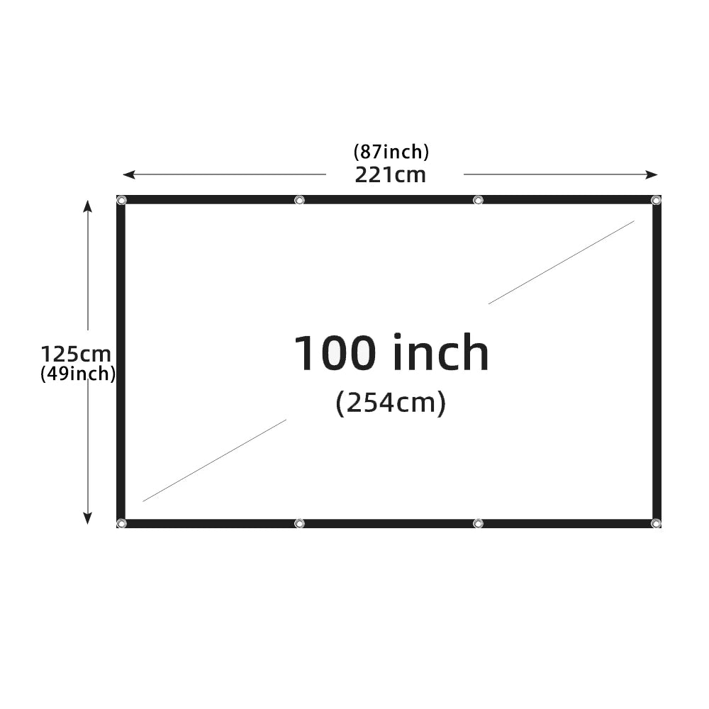 60-200 Inch Portable Foldable Projector Screen High Density White Less Creases Soft Projection Screen 16:9 Indoor Outdoor