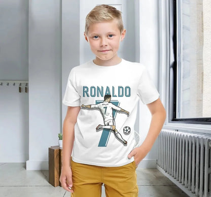 2025 Summer new Kids 3D Soccer apparel CR7 Men's Outdoor Apparel Boys & Girls T-shirts Kids T-shirts ages 5-14