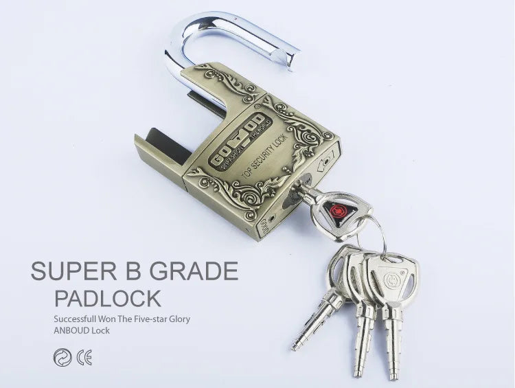 Strong Padlock with Key Outdoor Door Locks Classical Solid Dormitory Lock Anti-theft Warehouse Barn Big Cabinet Rustproof Locks