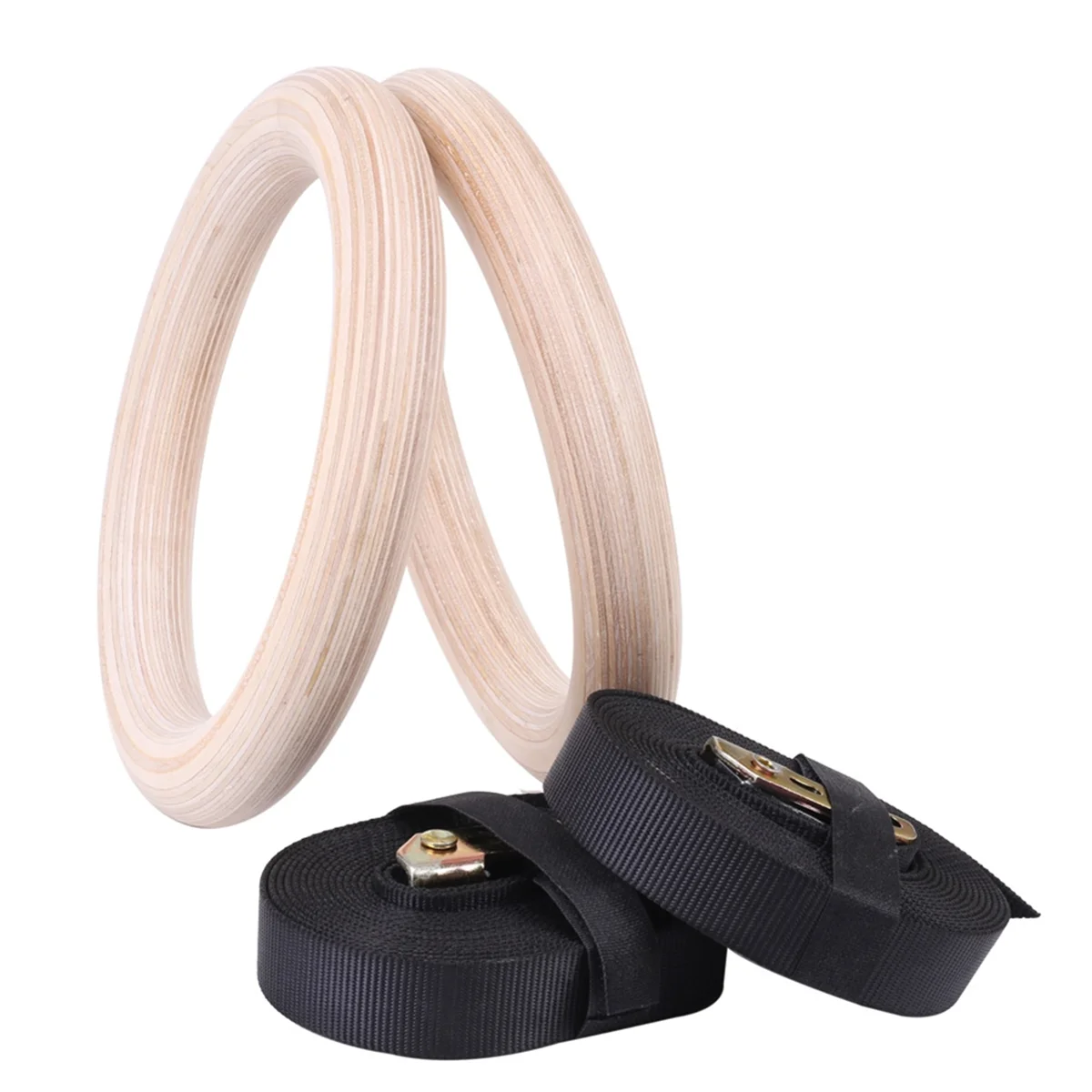New Wooden Gymnastic Rings Adjustable Straps Door Anchor Foot Straps for Bodyweight Fitness