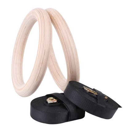 New Wooden Gymnastic Rings Adjustable Straps Door Anchor Foot Straps for Bodyweight Fitness