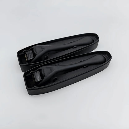 0.25mm Titanium 540 Microneedle Derma Roller for Face Hair Beard Matte Black Handle 540 Microneedle Roller