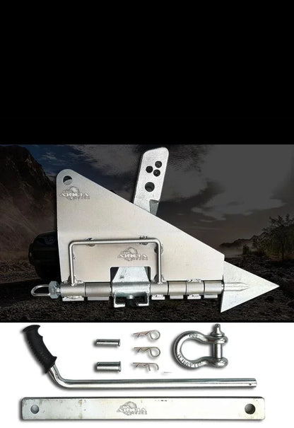 Off-road Vehicle with Electric Winch Ground Anchor Car-mounted Folding Outdoor Rescue Tool Winch Self-rescue Anchor