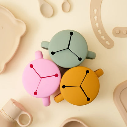 1PCS Baby Silicone Double Handle Snack Cup BPA Free Portable Feeding Food Baby Snack Container Baby Snack Box Cup Baby Stuff