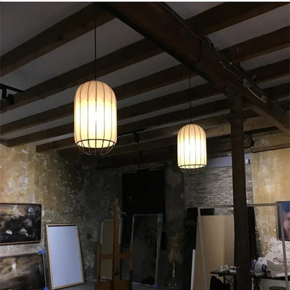 Japanese Lantern Lamp Modern Fabric Pendant Lamp For Living Room Homestays Corridors Staircase Decorative LED Cloth Hanging Lamp