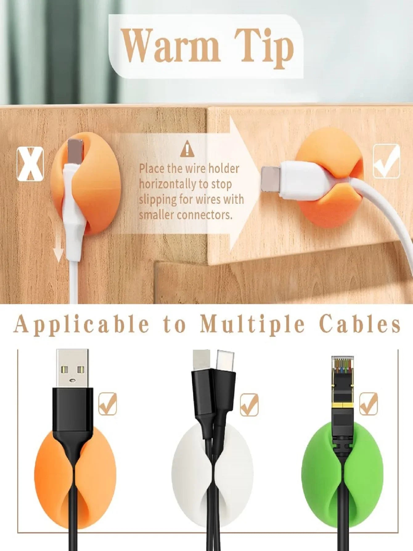 Cable Organizer 6Pcs Cable Clip Desk Tidy Organiser Cable Winder Wire Cord USB Charger Cord Holder Organizer Fixed Clasp