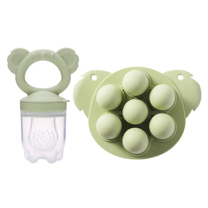 Baby Rabbit Fruit Feeder Set Food Supplement Nursing Feeder BPA Free Silicone Feeding Freezer Tray Tableware Fresh Food Feeder
