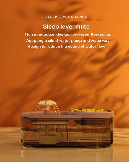 Automatic Cat Feeder Water Fountain With Large Capacity Flower Design Silent Pet Feeding System With Filter For Cats And Dogs