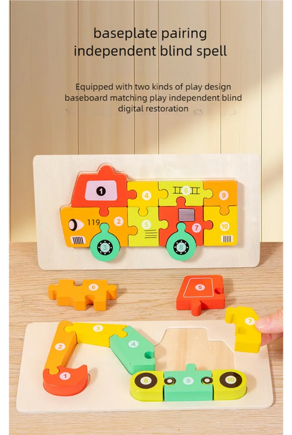 3D Colored Puzzles for Children 2 years old+, Jigsaw, Wooden Toys, Cartoon, Animal, Traffic, Intelligence, Early Education