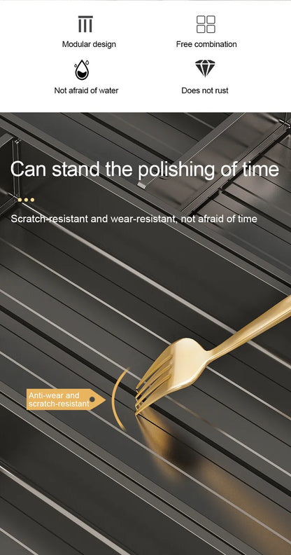 Utensil Drawer Organizer Kitchen Utensil Cutlery Tray Expandable Drawer Storage Retractable Under Cabinet Dish Drying Rack Shelf