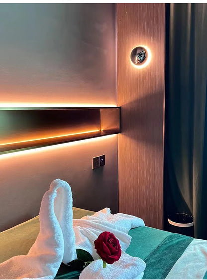 Nordic decorative gold circular wall lamp bedroom bedside living room dining room art minimalist wall mounted lamp