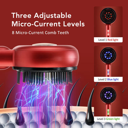 Electric Hair Regrowth Brush with Infrared Light Machine Acupoint Scalp Massage Anti-Hair Loss Exercise Hair Scrubber Combs