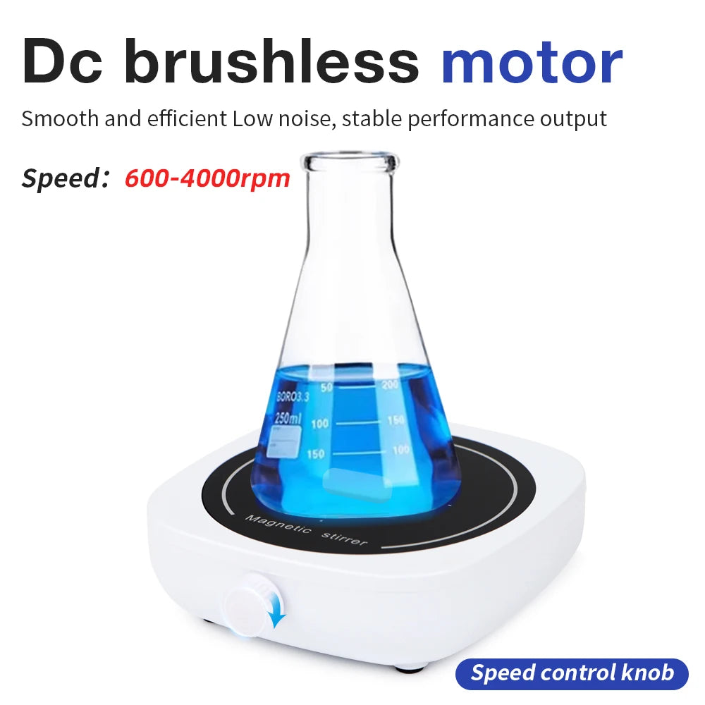Magnetic Stirrer Mini Lab Stir Mixer Portable Stirrer Plate with Stir Bar 1L 600-4000RPM for Laboratory EU Plug