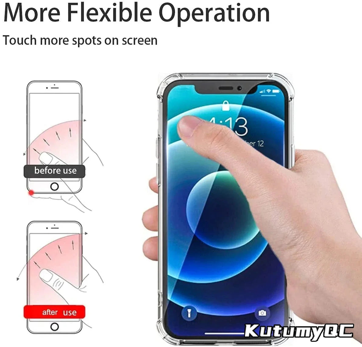 Transparent  Cell Phone Ring Holder Stand 360° Degree Rotation Clear Finger Grip Kickstand Compatible iPhones or Phone Case