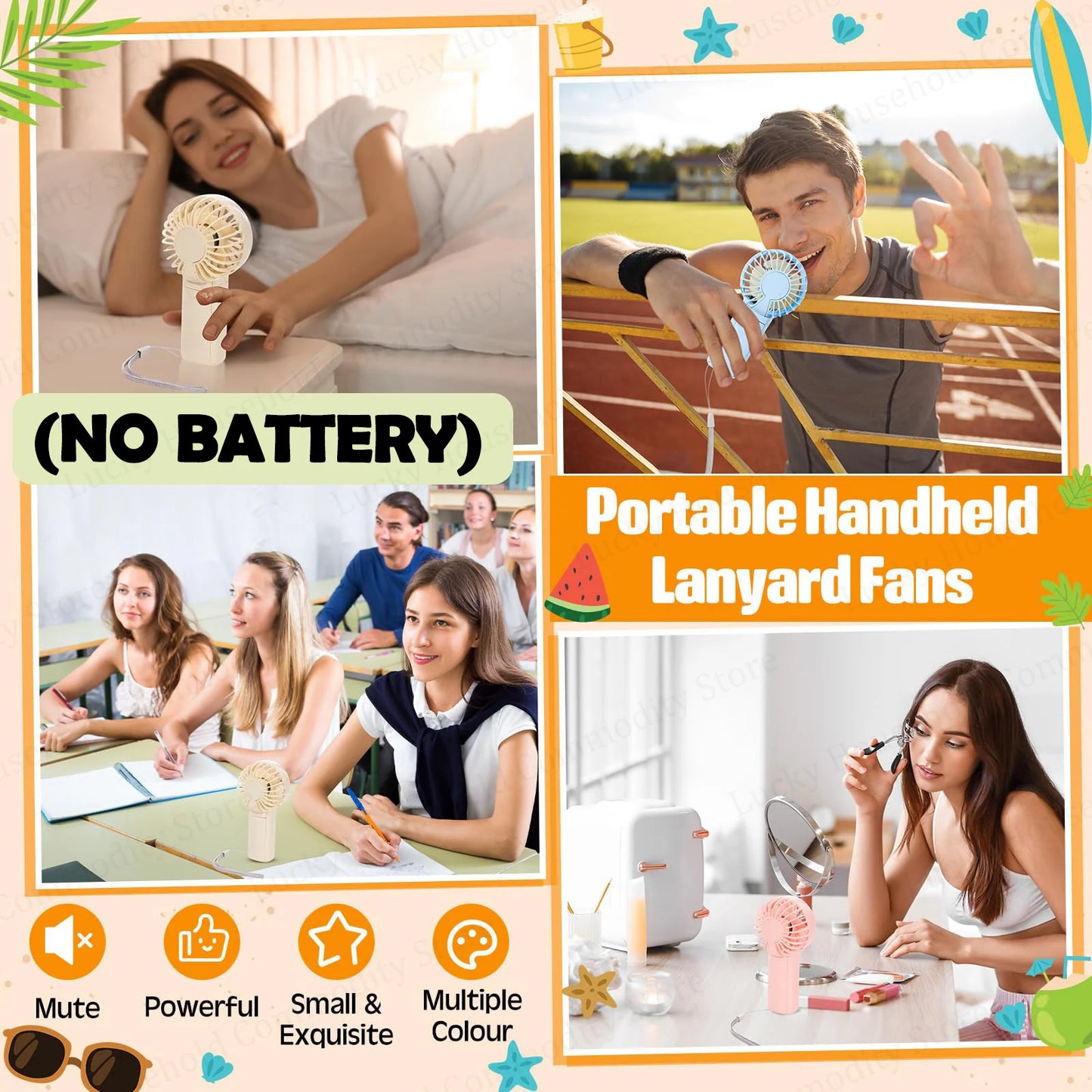 12-120PCS Portable Handheld Fan Bulk Wedding Fans for Guest Mini Handheld Fan Battery Powered Fans with Thank You Cards