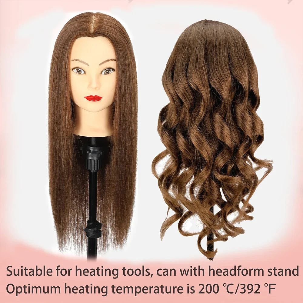 100% Real Human Hair Doll Head For Hairstyle Professional Training Head Kit Mannequin Head Styling To Practice Hot Curl Iron St