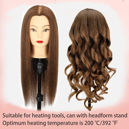 100% Real Human Hair Doll Head For Hairstyle Professional Training Head Kit Mannequin Head Styling To Practice Hot Curl Iron St