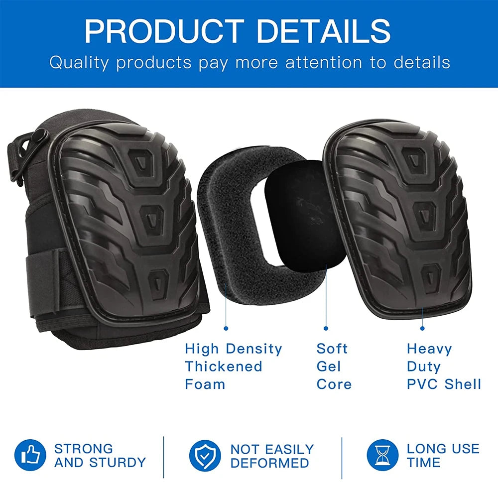 Construction Knee Pads with Thick Foam and Gel Cushioning, Adjustable Kneepads Straps for Work Flooring Gardening