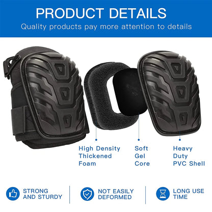 Construction Knee Pads with Thick Foam and Gel Cushioning, Adjustable Kneepads Straps for Work Flooring Gardening