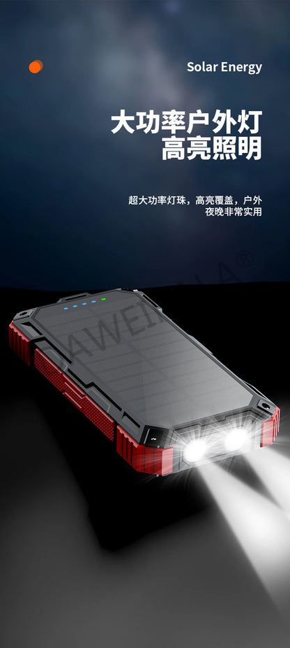 Solar panels Power bank Wireless charging solar phone charger 68000mAh with outdoor lighting Phone Charger 15W Wireless charging