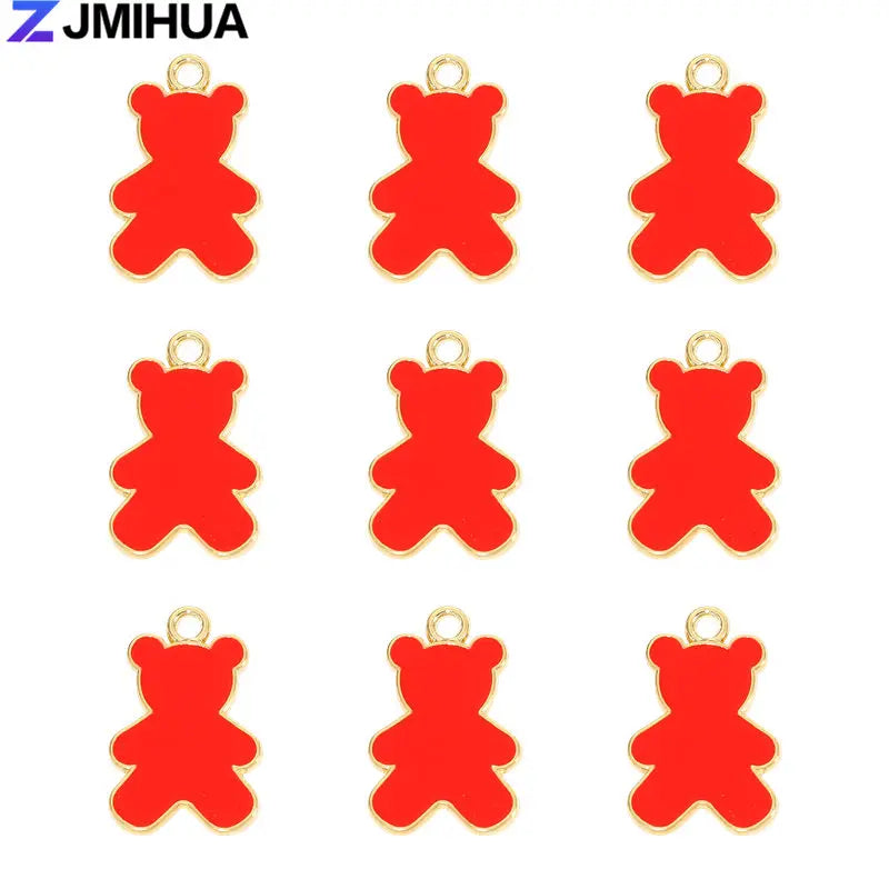 15pcs Enamel Charms Cute Bear Pendants Charms For Jewelry Making Supplies DIY Handmade Earrings Bracelets Findings Accessories