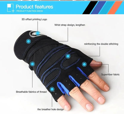 Men's Fitness Gloves Women's Fitness Weightlifting Wristband Gloves Fitness Training Sports Exercise Mountaineering Gloves