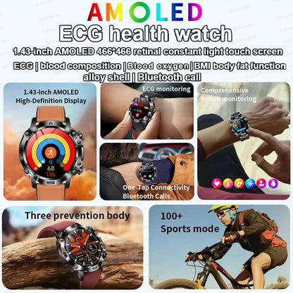 Sapphire 2025New Health managed Smart Watch Health measure Blood Fat Uric Acid Call ECG+PPG blood pressure Health Smartwatch IOS