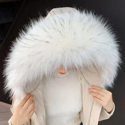 Detachable Faux Fur Collar Extra Large Warm Fake Fur Scarf Wrap Evening Cape For Winter Womens Coat Faux Fur Hood Ttrim Collar