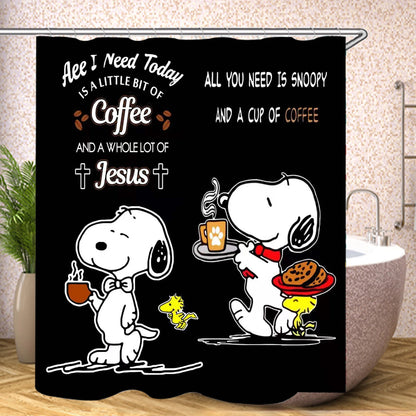 Snoopy Anime Funny Cute Shower Screen Bath Curtain Toilet Accessories Bathroom Sets Full Setluxury