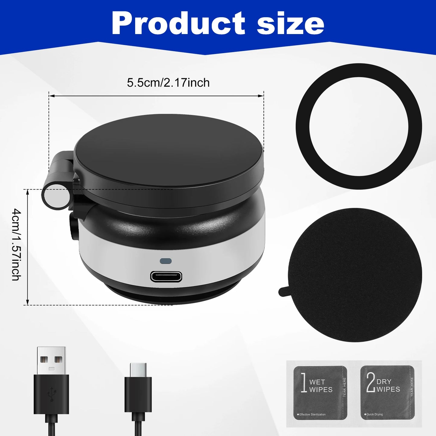 Suction Cup Phone Mount 360° Rotation Magnetic Phone Holder Multifunctional Portable Car Cellphone Holder for Smooth Surface