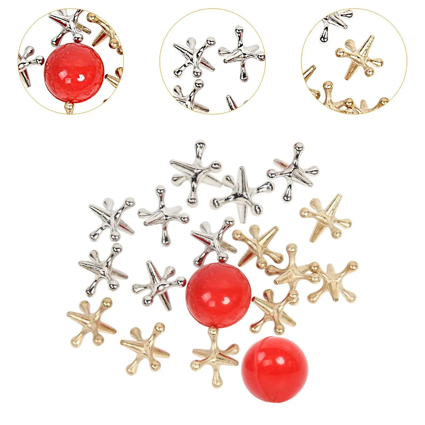 Classic Board Games Vintage with 10 Metal Jacks 2 Red Rubber Balls Traditional