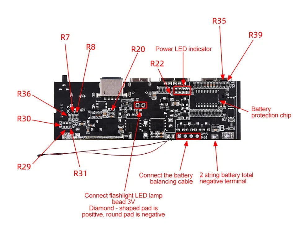 3S/4S/5S Bidirectional PD Power Bank Module – 6 Port 65W~100W Fast Charge DIY Mobile Power Motherboard Kit