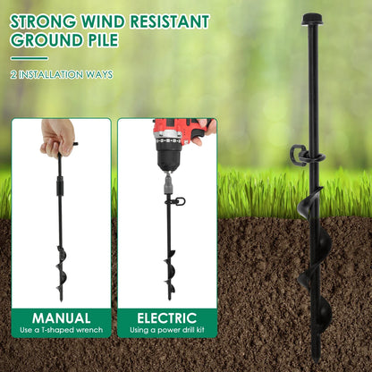 4Pcs Trampoline Anchors Set 11.8inch Heavy Duty Ground Anchors High Wind Trampoline Stakes Manual/Drill Installed Swing Anchors