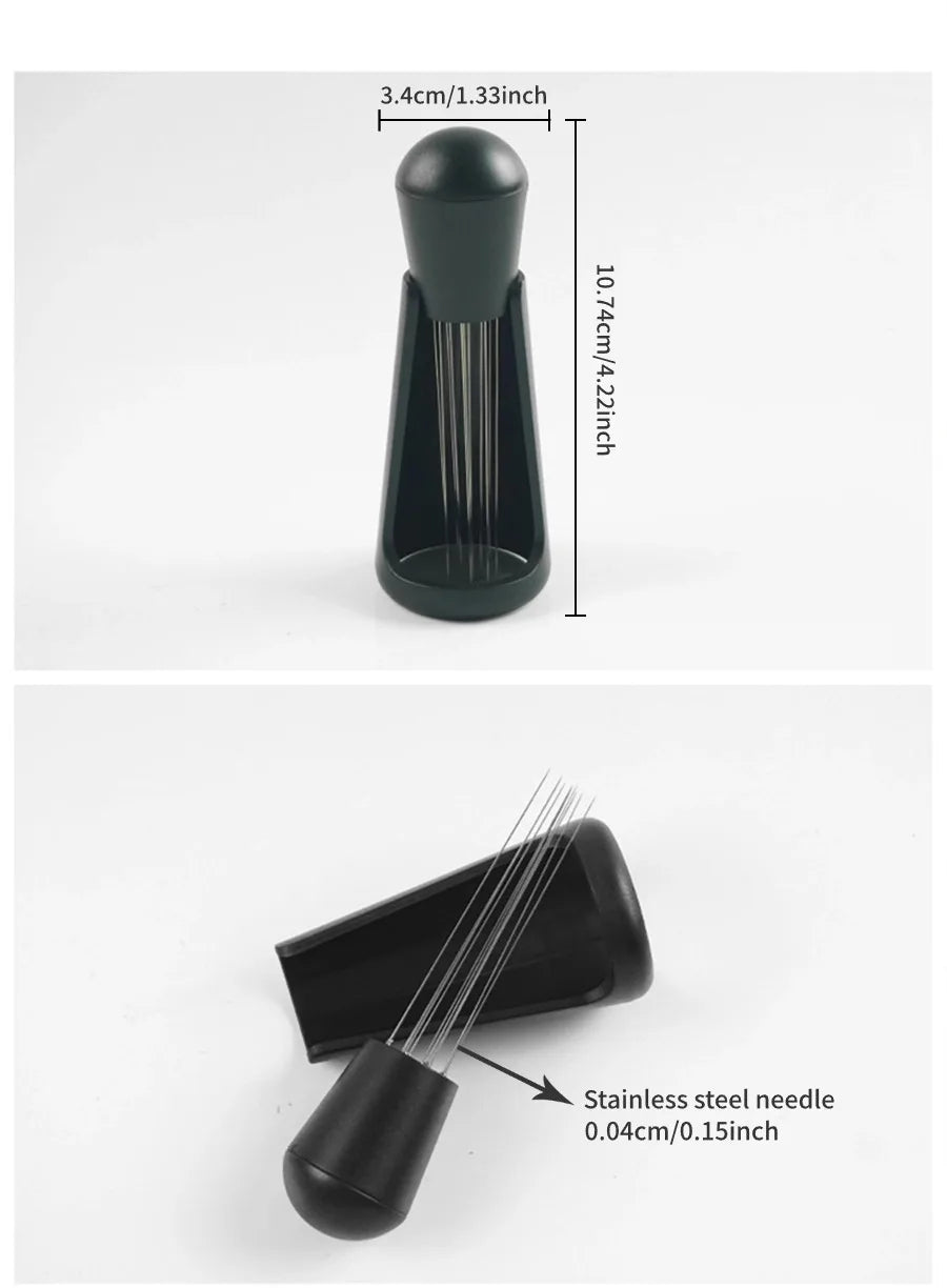 Espresso Coffee Stirring Tool, Coffee Powder Stirrer, Needle Distributor, Wood Handle, Barista Hand Distribution Tool