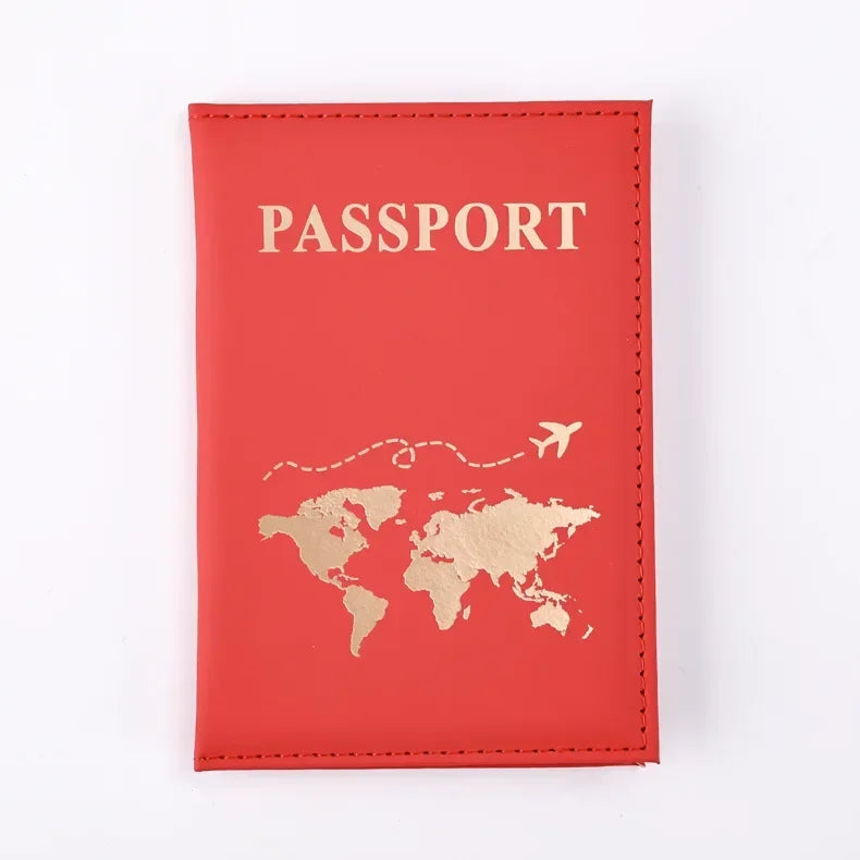 Travel Gold Passport Holder Cover Case for Women Men PU Leather Ticket Map Passport Covers Passport Protective Accessories