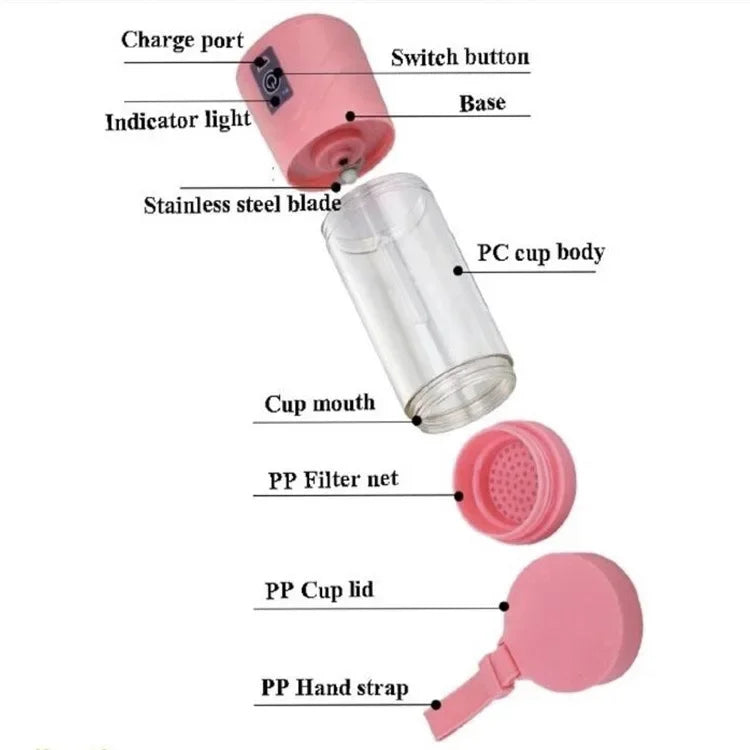 Portable Mini Blender for Shakes and Smoothies Rechargeable USB 380ML Traveling Fruit Juicer Cup Hand Fruit Blender Juicing Cup