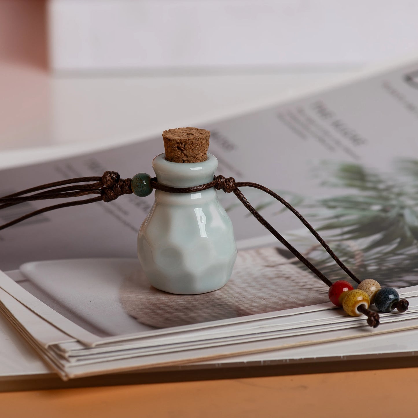 Handmade Ceramic Perfume Bottle Pendant Essential Oil Diffuser Artisan Craft Jewelry