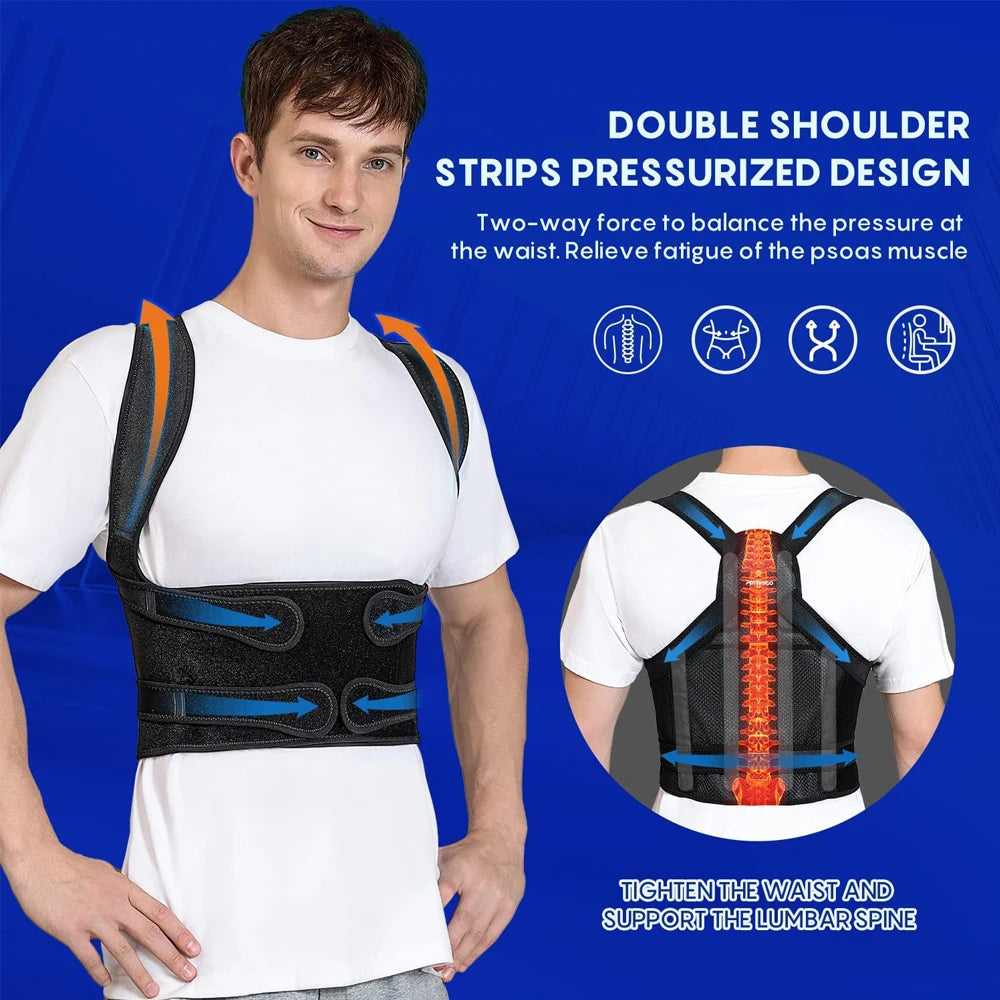 1PC Posture Corrector Back Brace - Lumbar & Shoulder Support for Back Pain Relief & Posture Improvement (Men/Women)