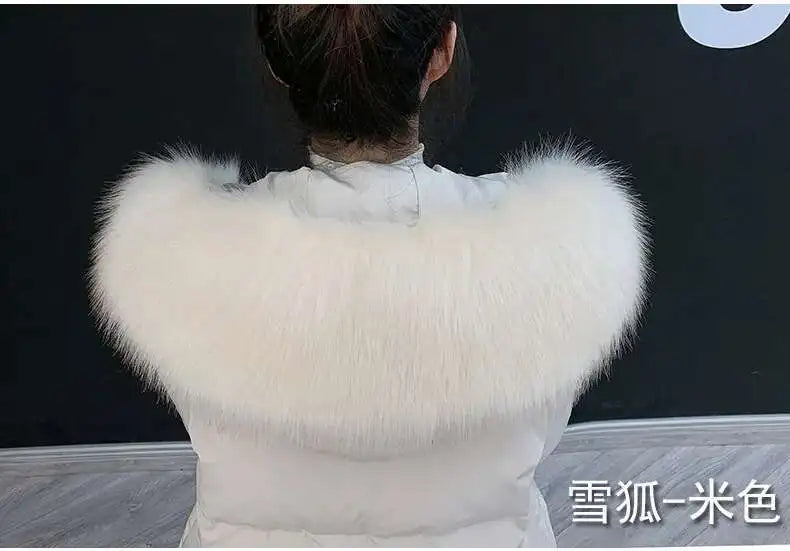 Detachable Faux Fur Collar Extra Large Warm Fake Fur Scarf Wrap Evening Cape For Winter Womens Coat Faux Fur Hood Ttrim Collar