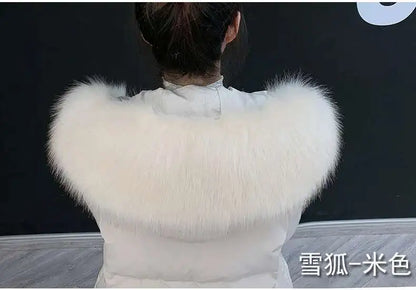 Detachable Faux Fur Collar Extra Large Warm Fake Fur Scarf Wrap Evening Cape For Winter Womens Coat Faux Fur Hood Ttrim Collar