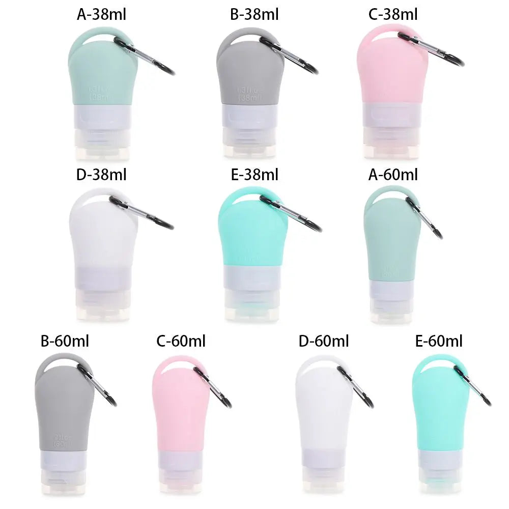 Travel Bottle Leakproof Silicone Refillable Squeezable Travel Tube with Keychain Hook for Cosmetic Toiletry Shampoo